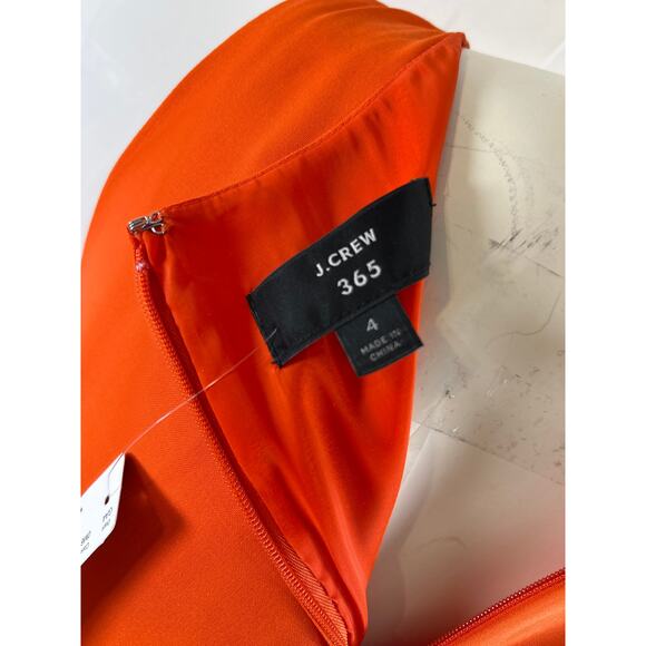 NWT J.Crew 365 Pleated-Waist Sheath in Vivid Orange Stretch Wool Dress Size 4 - Picture 3 of 7